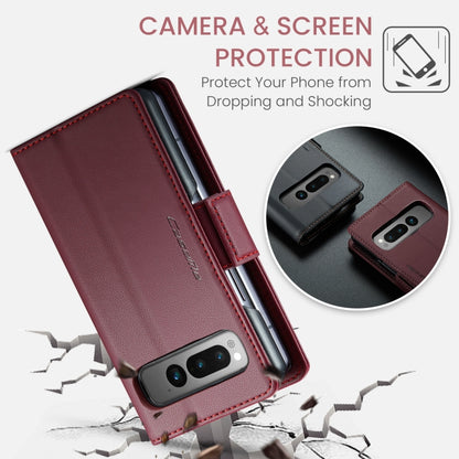 For Google Pixel Fold CaseMe 023 Butterfly Buckle Litchi Texture RFID Anti-theft Leather Phone Case(Wine Red) - Google Cases by CaseMe | Online Shopping South Africa | PMC Jewellery | Buy Now Pay Later Mobicred