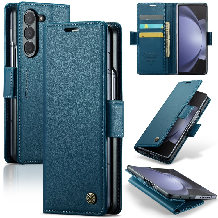 For Samsung Galaxy Z Fold5 CaseMe 023 Butterfly Buckle Litchi Texture RFID Anti-theft Leather Phone Case(Blue) - Galaxy Z Fold5 Cases by CaseMe | Online Shopping South Africa | PMC Jewellery