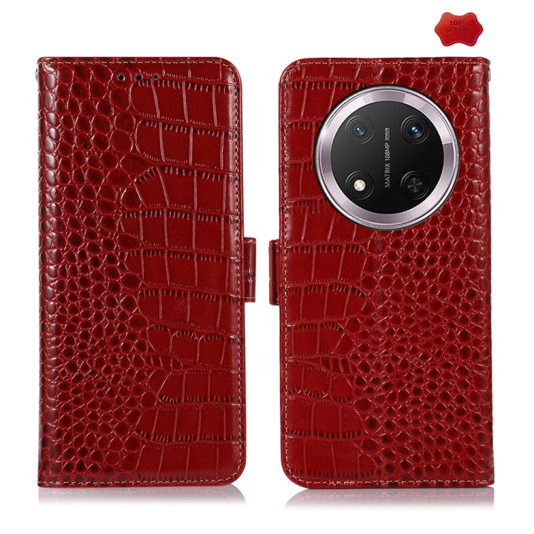 For Honor X9c 5G Global Crocodile Top Layer Cowhide Leather Phone Case(Red) - Honor Cases by PMC TechLife | Online Shopping South Africa | PMC TechLife | Buy Now Pay Later Mobicred