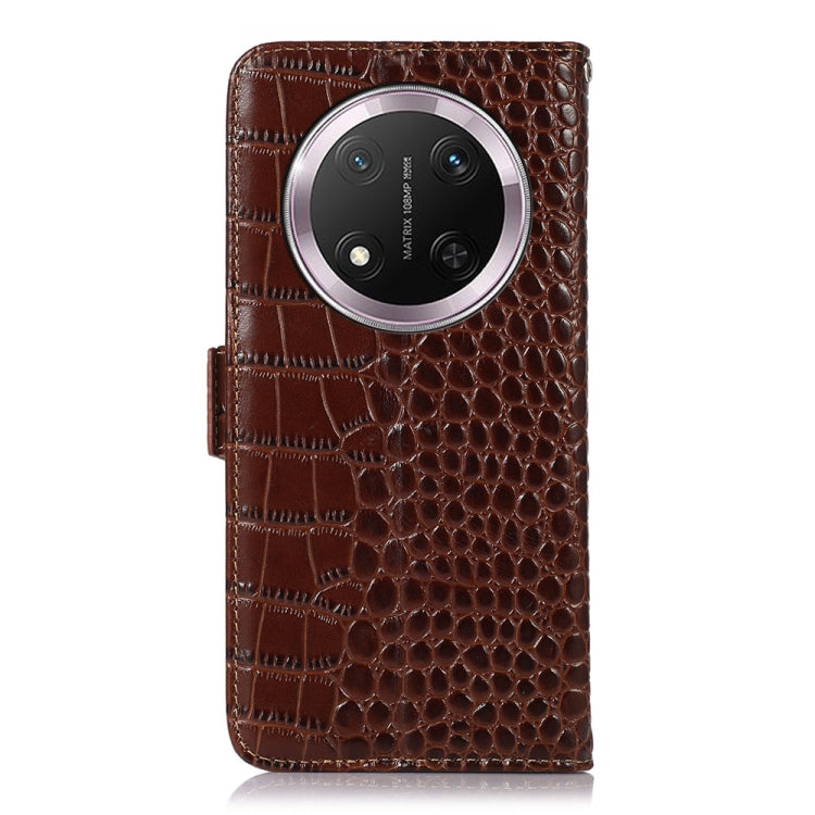 For Honor X9c 5G Global Crocodile Top Layer Cowhide Leather Phone Case(Brown) - Honor Cases by PMC TechLife | Online Shopping South Africa | PMC TechLife | Buy Now Pay Later Mobicred