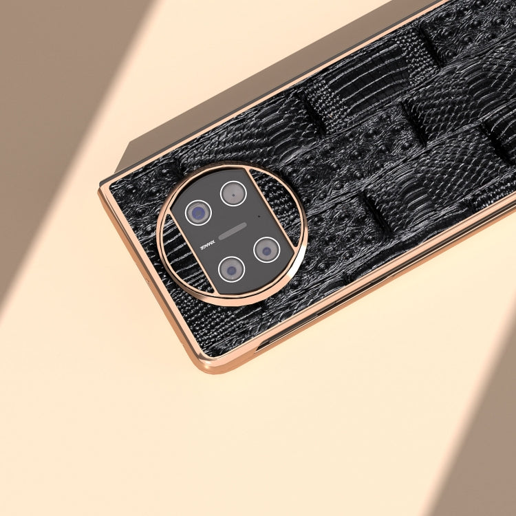 For Huawei Mate X3 Nano Plating Genuine Leather Mahjong Texture Phone Case(Black) - Huawei Cases by PMC TechLife | Online Shopping South Africa | PMC TechLife | Buy Now Pay Later Mobicred