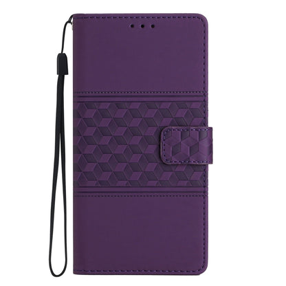 For iPhone 16 Diamond Embossed Skin Feel Leather Phone Case(Purple) - iPhone 16 Cases by PMC Jewellery | Online Shopping South Africa | PMC Jewellery | Buy Now Pay Later Mobicred