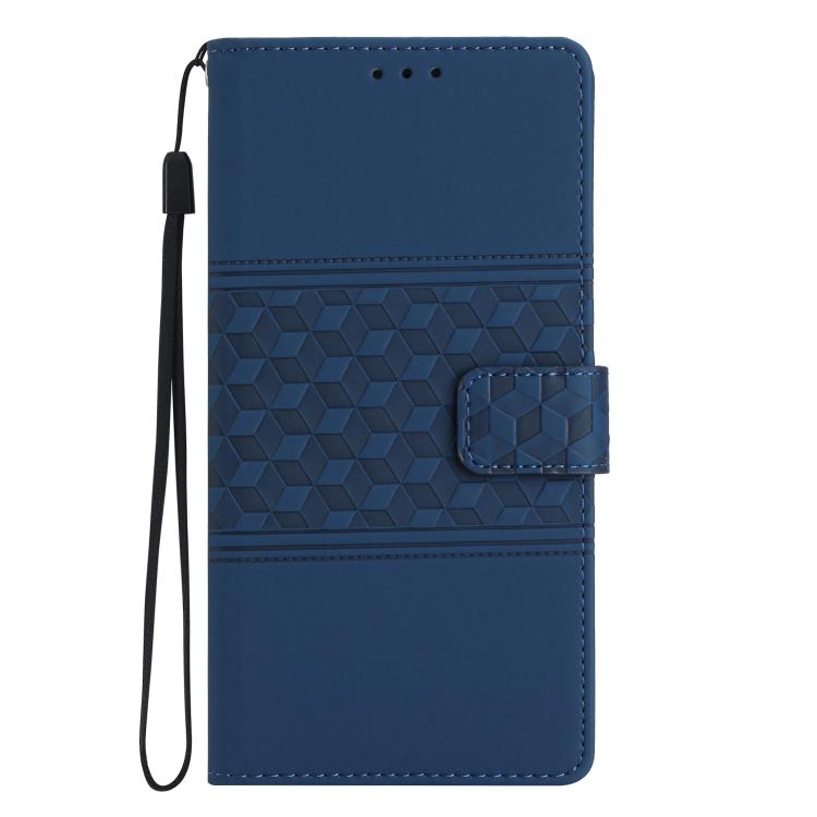 For iPhone 16e Diamond Embossed Skin Feel Leather Phone Case(Dark Blue) - iPhone 16e Cases by PMC TechLife | Online Shopping South Africa | PMC TechLife | Buy Now Pay Later Mobicred