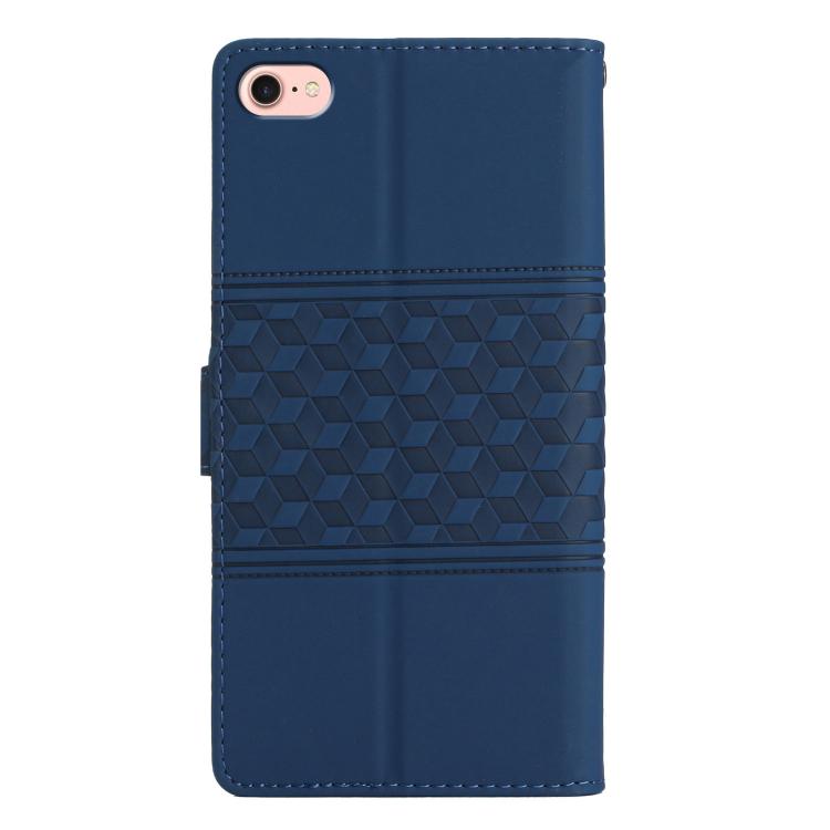 For iPhone 16e Diamond Embossed Skin Feel Leather Phone Case(Dark Blue) - iPhone 16e Cases by PMC TechLife | Online Shopping South Africa | PMC TechLife | Buy Now Pay Later Mobicred
