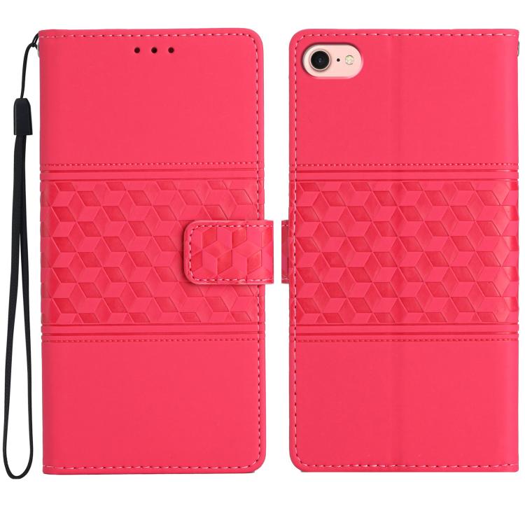 For iPhone 16e Diamond Embossed Skin Feel Leather Phone Case(Red) - iPhone 16e Cases by PMC TechLife | Online Shopping South Africa | PMC TechLife | Buy Now Pay Later Mobicred
