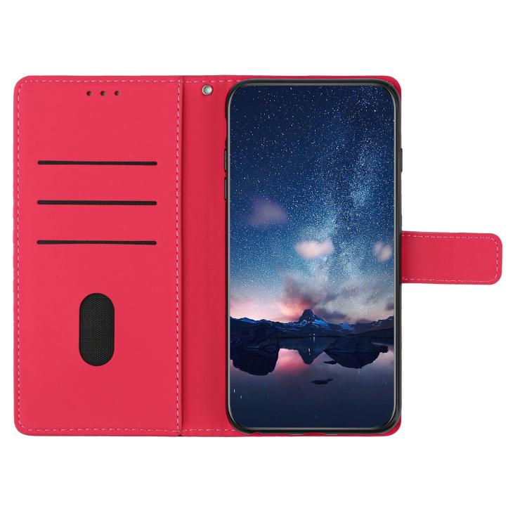 For iPhone 16e Diamond Embossed Skin Feel Leather Phone Case(Red) - iPhone 16e Cases by PMC TechLife | Online Shopping South Africa | PMC TechLife | Buy Now Pay Later Mobicred