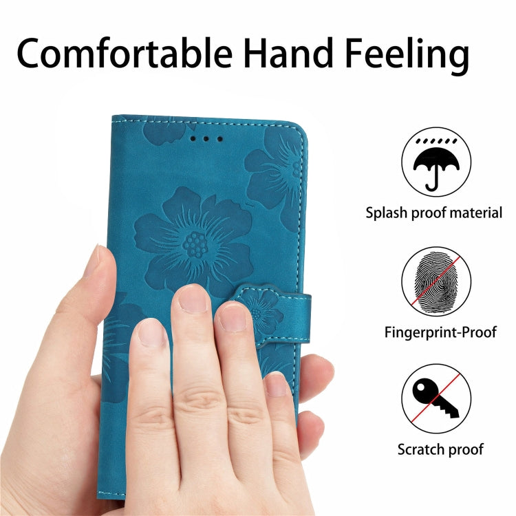 For iPhone 16 Plus Flower Embossing Pattern Leather Phone Case(Blue) - iPhone 16 Plus Cases by PMC Jewellery | Online Shopping South Africa | PMC Jewellery | Buy Now Pay Later Mobicred