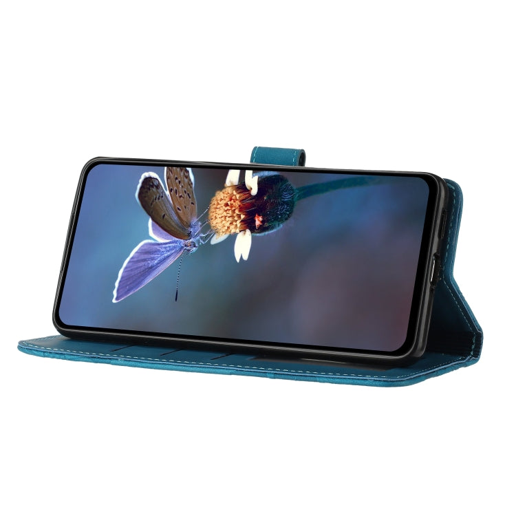 For iPhone 16 Pro Flower Embossing Pattern Leather Phone Case(Blue) - iPhone 16 Pro Cases by PMC TechLife | Online Shopping South Africa | PMC TechLife | Buy Now Pay Later Mobicred