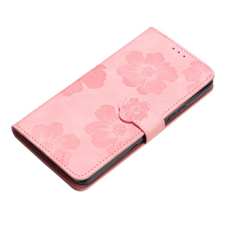 For iPhone 16e Flower Embossing Pattern Leather Phone Case(Pink) - iPhone 16e Cases by PMC TechLife | Online Shopping South Africa | PMC TechLife | Buy Now Pay Later Mobicred