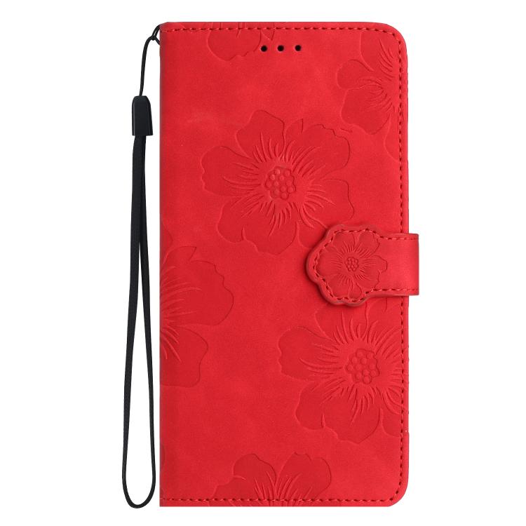 For iPhone 16e Flower Embossing Pattern Leather Phone Case(Red) - iPhone 16e Cases by PMC TechLife | Online Shopping South Africa | PMC TechLife | Buy Now Pay Later Mobicred