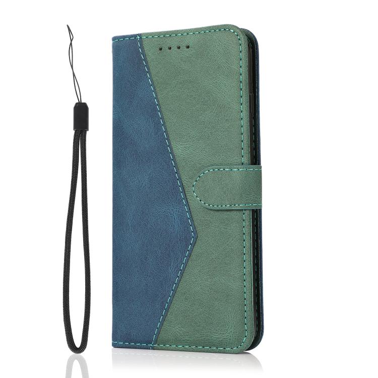 For iPhone 16e Dual-color Stitching Leather Phone Case(Blue Green) - free shipping - PMC TechLife - Order now!