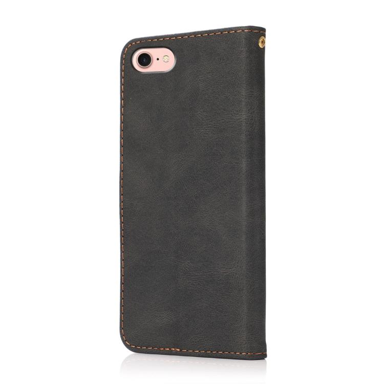 For iPhone 16e Dual-color Stitching Leather Phone Case(Black Brown) - iPhone 16e Cases by PMC TechLife | Online Shopping South Africa | PMC TechLife | Buy Now Pay Later Mobicred