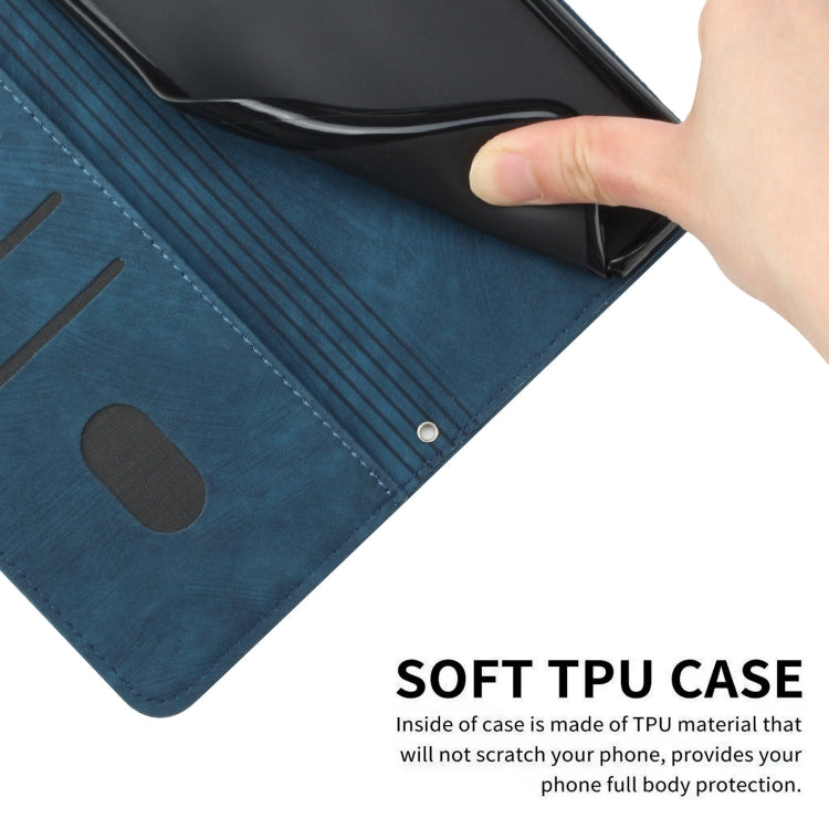 For Samsung Galaxy S24 Ultra Skin Feel Stripe Pattern Leather Phone Case with Long Lanyard(Blue) - Galaxy S24 Ultra 5G Cases by PMC TechLife | Online Shopping South Africa | PMC TechLife | Buy Now Pay Later Mobicred