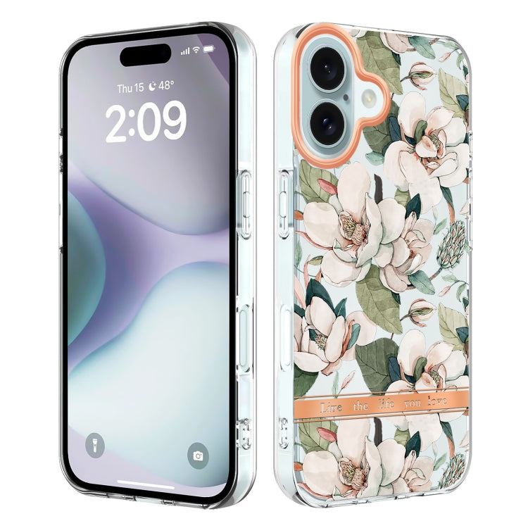 For iPhone 16 Flowers and Plants Series IMD TPU Phone Case(Green Gardenia) - iPhone 16 Cases by PMC TechLife | Online Shopping South Africa | PMC TechLife | Buy Now Pay Later Mobicred
