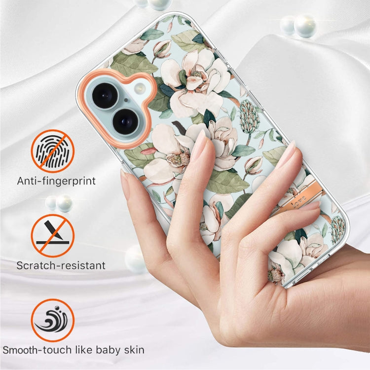For iPhone 16 Flowers and Plants Series IMD TPU Phone Case(Green Gardenia) - iPhone 16 Cases by PMC TechLife | Online Shopping South Africa | PMC TechLife | Buy Now Pay Later Mobicred