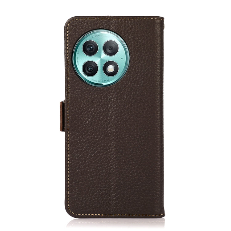For OnePlus Ace 2 Pro KHAZNEH Side-Magnetic Litchi Genuine Leather RFID Phone Case(Brown) - OnePlus Cases by PMC TechLife | Online Shopping South Africa | PMC TechLife | Buy Now Pay Later Mobicred