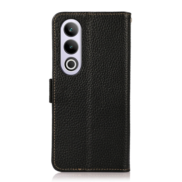 For OnePlus Ace 3V KHAZNEH Side-Magnetic Litchi Genuine Leather RFID Phone Case(Black) - OnePlus Cases by PMC TechLife | Online Shopping South Africa | PMC TechLife | Buy Now Pay Later Mobicred