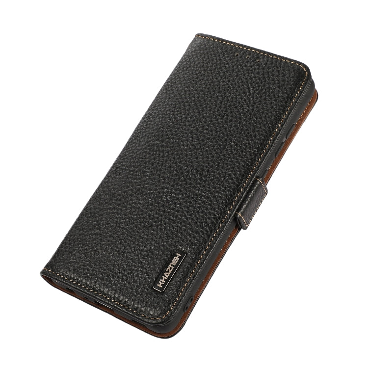 For OnePlus Ace 3V KHAZNEH Side-Magnetic Litchi Genuine Leather RFID Phone Case(Black) - OnePlus Cases by PMC TechLife | Online Shopping South Africa | PMC TechLife | Buy Now Pay Later Mobicred