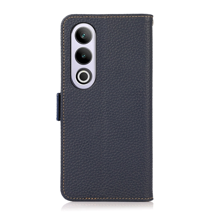 For OnePlus CE4 5G Global KHAZNEH Side-Magnetic Litchi Genuine Leather RFID Phone Case(Blue) - OnePlus Cases by PMC TechLife | Online Shopping South Africa | PMC TechLife | Buy Now Pay Later Mobicred