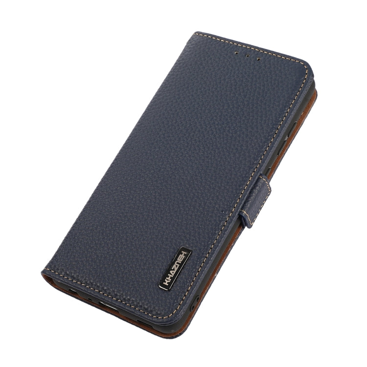For OnePlus CE4 Lite KHAZNEH Side-Magnetic Litchi Genuine Leather RFID Phone Case(Blue) - OnePlus Cases by PMC TechLife | Online Shopping South Africa | PMC TechLife | Buy Now Pay Later Mobicred