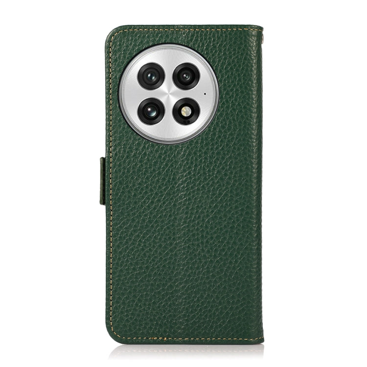 For OnePlus 13 KHAZNEH Side-Magnetic Litchi Genuine Leather RFID Phone Case(Green) - OnePlus Cases by PMC TechLife | Online Shopping South Africa | PMC TechLife | Buy Now Pay Later Mobicred