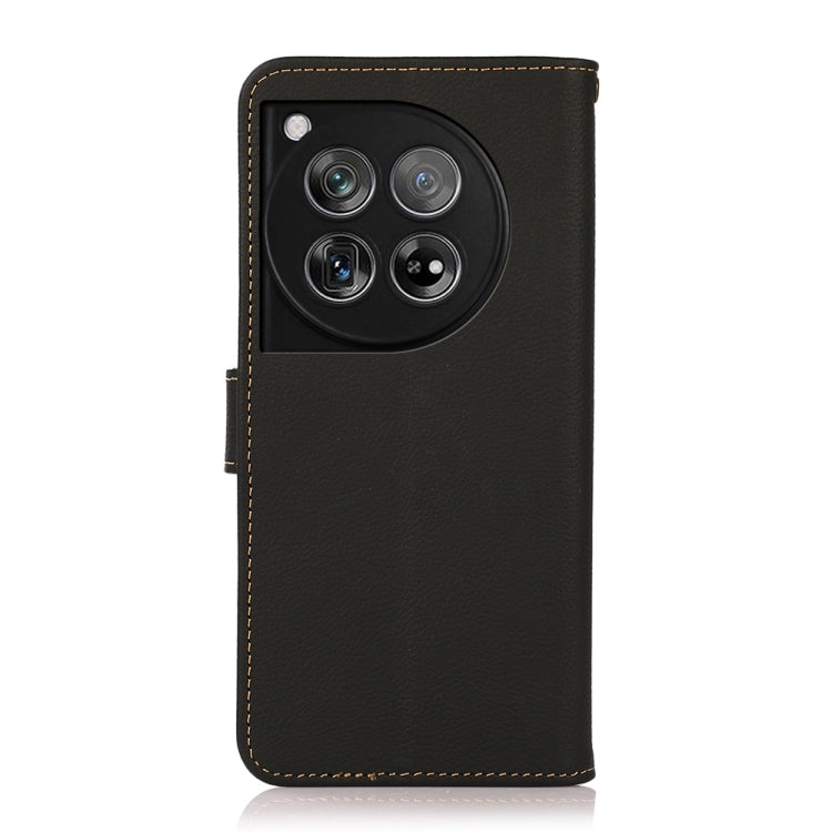 For OnePlus 12 KHAZNEH Custer Genuine Leather RFID Phone Case(Black) - OnePlus Cases by PMC TechLife | Online Shopping South Africa | PMC TechLife | Buy Now Pay Later Mobicred