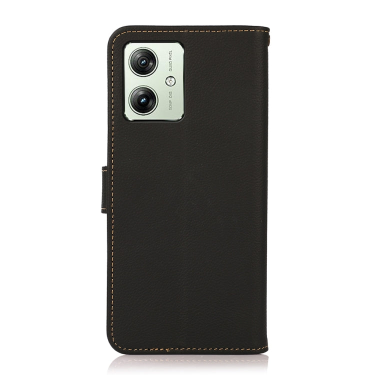 For Motorola Moto G54 5G KHAZNEH Custer Genuine Leather RFID Phone Case(Black) - Motorola Cases by PMC TechLife | Online Shopping South Africa | PMC TechLife | Buy Now Pay Later Mobicred