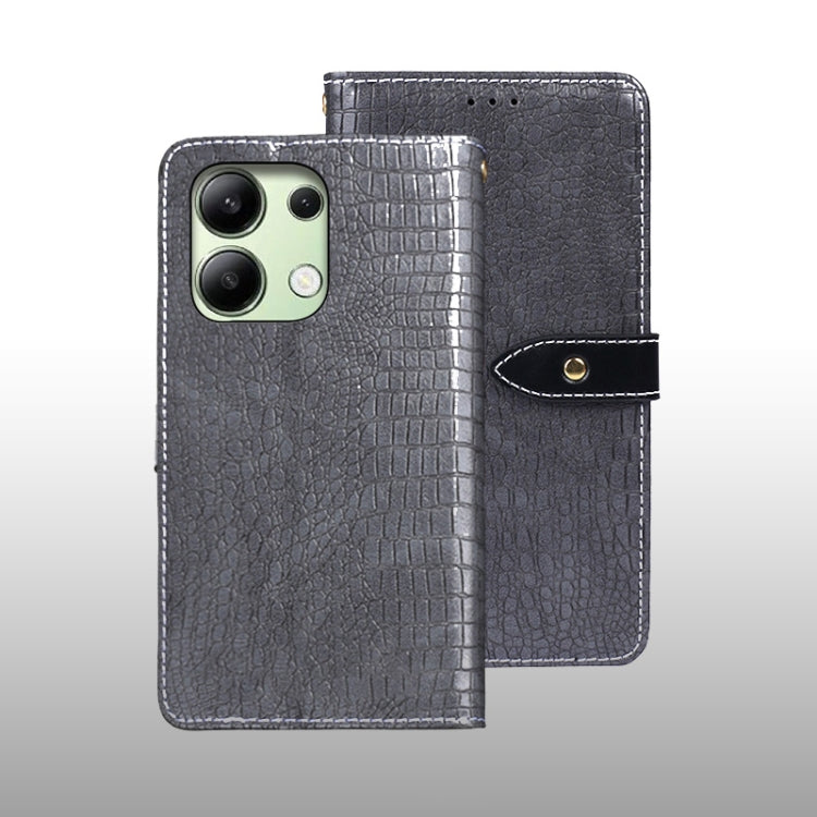 For Xiaomi Redmi Note 13 4G Global idewei Crocodile Texture Leather Phone Case(Grey) - Note 13 Cases by idewei | Online Shopping South Africa | PMC TechLife | Buy Now Pay Later Mobicred