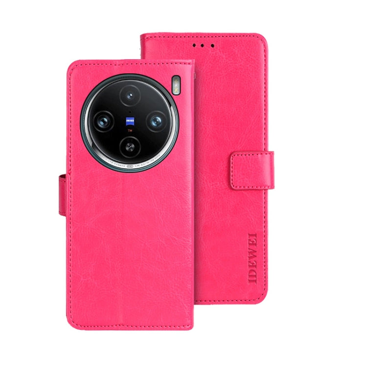 For vivo X100 Pro idewei Crazy Horse Texture Leather Phone Case(Rose Red) - free shipping - PMC Jewellery - Order now!