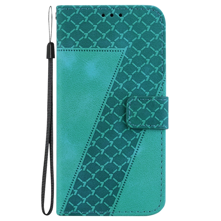 For iPhone 16e Seven-shaped Embossed Leather Phone Case(Green) - iPhone 16e Cases by PMC TechLife | Online Shopping South Africa | PMC TechLife | Buy Now Pay Later Mobicred