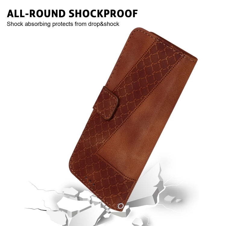 For iPhone 16e Seven-shaped Embossed Leather Phone Case(Brown) - iPhone 16e Cases by PMC TechLife | Online Shopping South Africa | PMC TechLife | Buy Now Pay Later Mobicred
