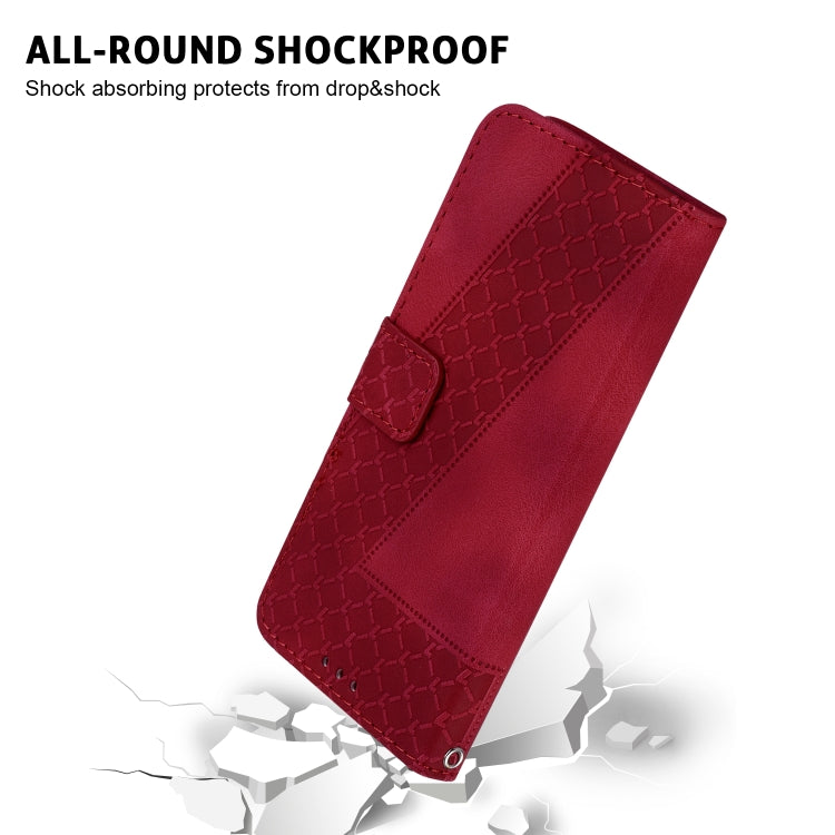 For iPhone 16e Seven-shaped Embossed Leather Phone Case(Red) - iPhone 16e Cases by PMC TechLife | Online Shopping South Africa | PMC TechLife | Buy Now Pay Later Mobicred