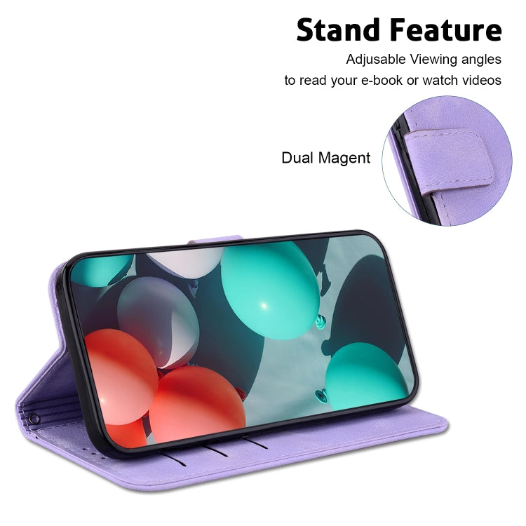 For iPhone 16 Pro Seven-shaped Embossed Leather Phone Case(Purple) - iPhone 16 Pro Cases by PMC TechLife | Online Shopping South Africa | PMC TechLife | Buy Now Pay Later Mobicred