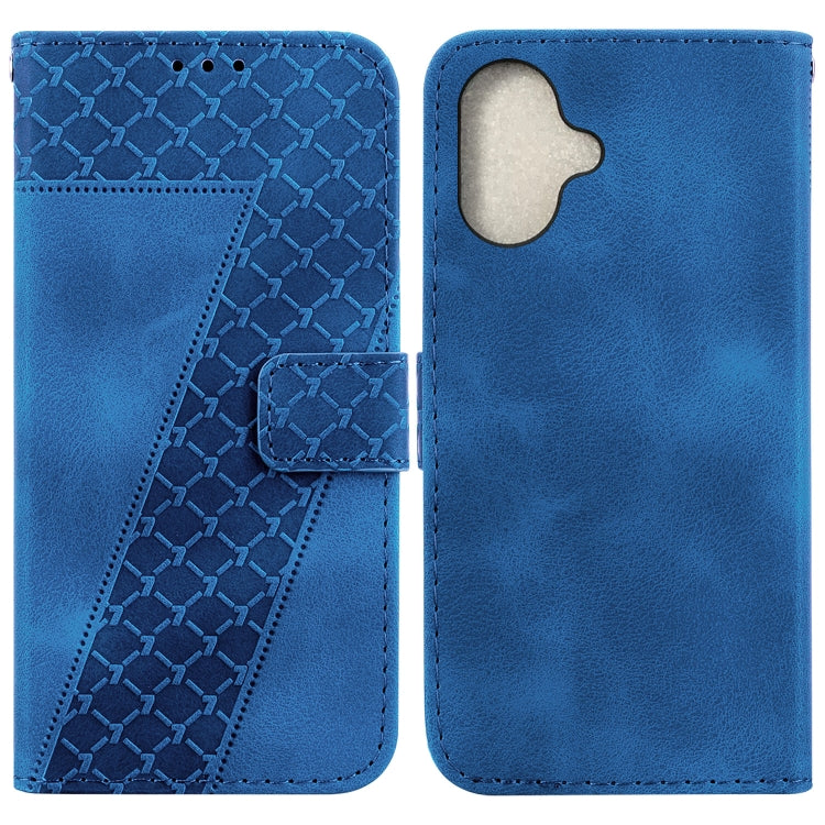 For iPhone 16 Seven-shaped Embossed Leather Phone Case(Blue) - iPhone 16 Cases by PMC TechLife | Online Shopping South Africa | PMC TechLife | Buy Now Pay Later Mobicred