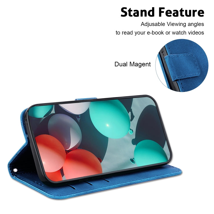For iPhone 16 Seven-shaped Embossed Leather Phone Case(Blue) - iPhone 16 Cases by PMC TechLife | Online Shopping South Africa | PMC TechLife | Buy Now Pay Later Mobicred