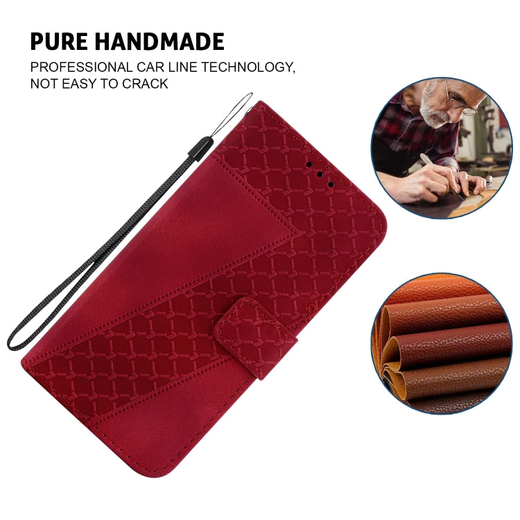 For iPhone 16 Seven-shaped Embossed Leather Phone Case(Red) - iPhone 16 Cases by PMC TechLife | Online Shopping South Africa | PMC TechLife | Buy Now Pay Later Mobicred