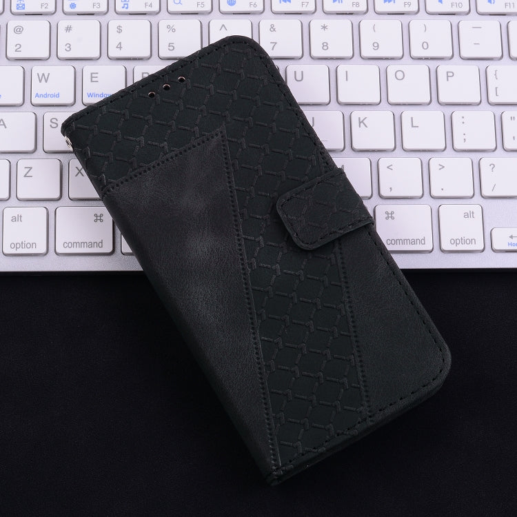 For iPhone 16 Seven-shaped Embossed Leather Phone Case(Black) - iPhone 16 Cases by PMC TechLife | Online Shopping South Africa | PMC TechLife | Buy Now Pay Later Mobicred