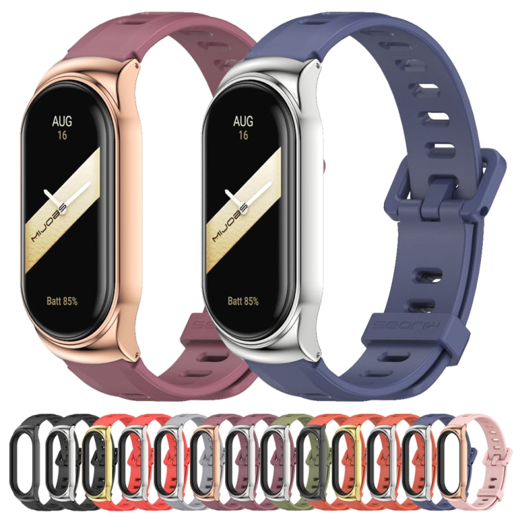 For Xiaomi Mi Band 8 Mijobs CS Case Flat Hole Silicone Watch Band(Orange Silver) - free shipping - PMc TechLife - Order now!