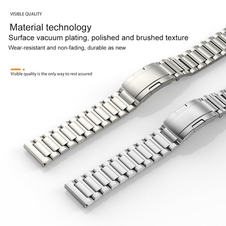 22mm Three Strains Vertical Riser Turtle Buckle Titanium Metal Watch Band(Titanium Gray) - Watch Bands by PMC TechLife | Online Shopping South Africa | PMC TechLife