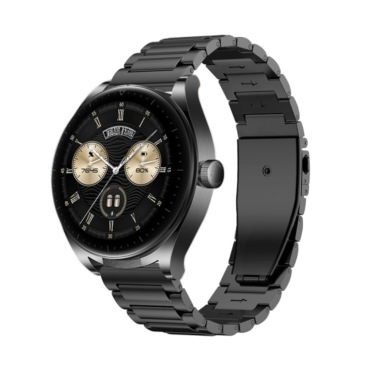 22mm Three Strains Jump Buckle Titanium Metal Watch Band(Black) - Watch Bands by PMC TechLife | Online Shopping South Africa | PMC TechLife