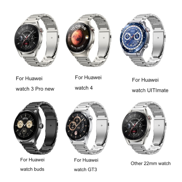 22mm Three Strains Jump Buckle Titanium Metal Watch Band(Silver) - Watch Bands by PMC TechLife | Online Shopping South Africa | PMC TechLife