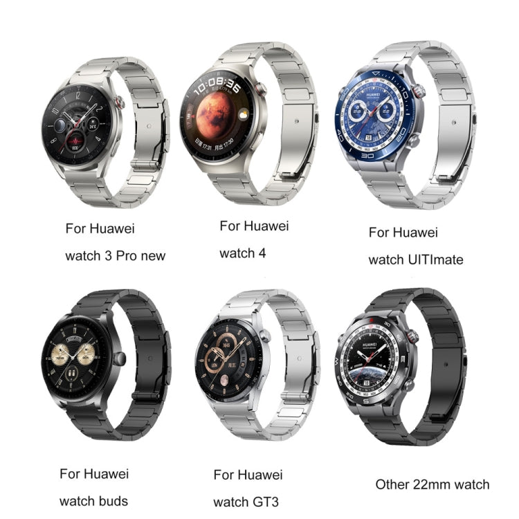 22mm Three Strains Uplift Jump Buckle Titanium Metal Watch Band(Titanium Gray) - Watch Bands by PMC TechLife | Online Shopping South Africa | PMC TechLife