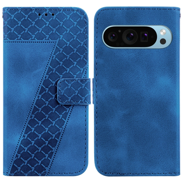 For Google Pixel 9 Pro 7-shaped Embossed Leather Phone Case(Blue) - Google Cases by PMC TechLife | Online Shopping South Africa | PMC TechLife | Buy Now Pay Later Mobicred