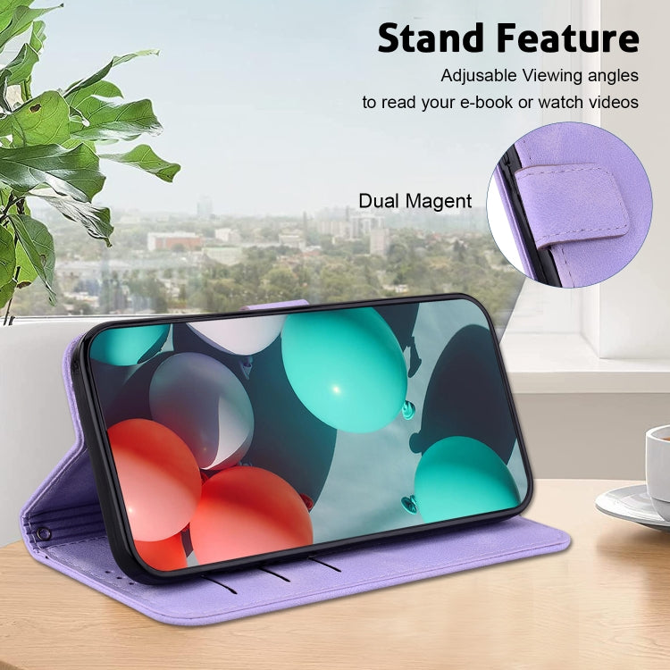 For Google Pixel 9 7-shaped Embossed Leather Phone Case(Purple) - Google Cases by PMC TechLife | Online Shopping South Africa | PMC TechLife | Buy Now Pay Later Mobicred