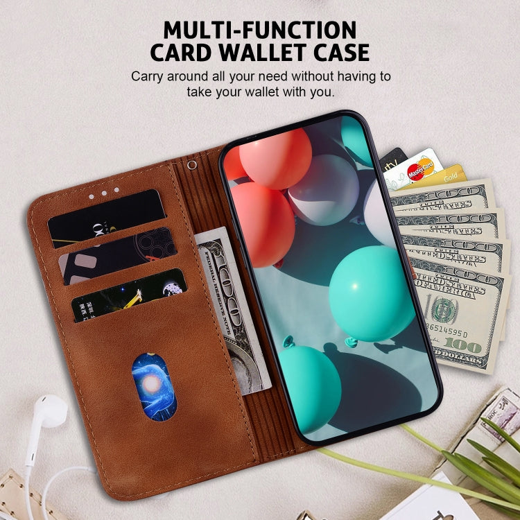 For Google Pixel 9 7-shaped Embossed Leather Phone Case(Brown) - Google Cases by PMC TechLife | Online Shopping South Africa | PMC TechLife | Buy Now Pay Later Mobicred