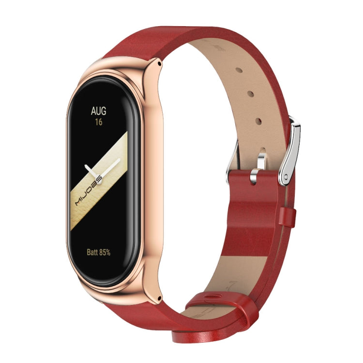 For Xiaomi Mi Band 8 Mijobs CS Case Microfiber PU Leather Watch Band(Red Rose Gold) - free shipping - PMc TechLife - Order now!
