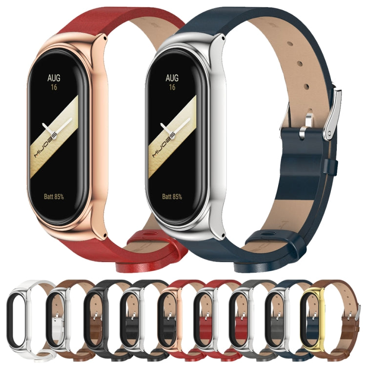 For Xiaomi Mi Band 8 Mijobs CS Case Microfiber PU Leather Watch Band(Brown Silver) - free shipping - PMc TechLife - Order now!