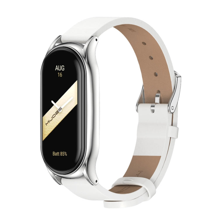 For Xiaomi Mi Band 8 Mijobs Plus Case Microfiber PU Leather Watch Band(White Silver) - free shipping - PMc TechLife - Order now!