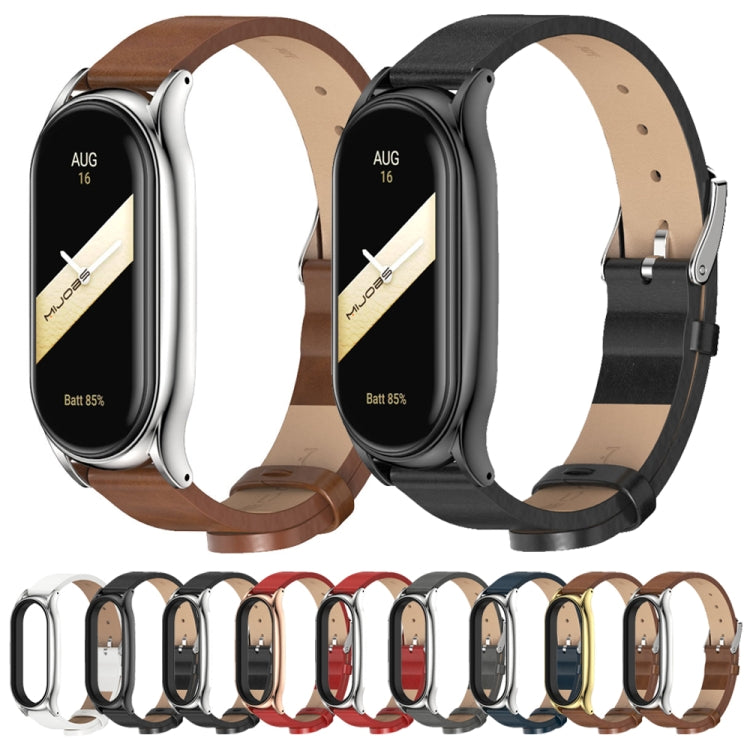 For Xiaomi Mi Band 8 Mijobs Plus Case Microfiber PU Leather Watch Band(Black Silver) - free shipping - PMc TechLife - Order now!