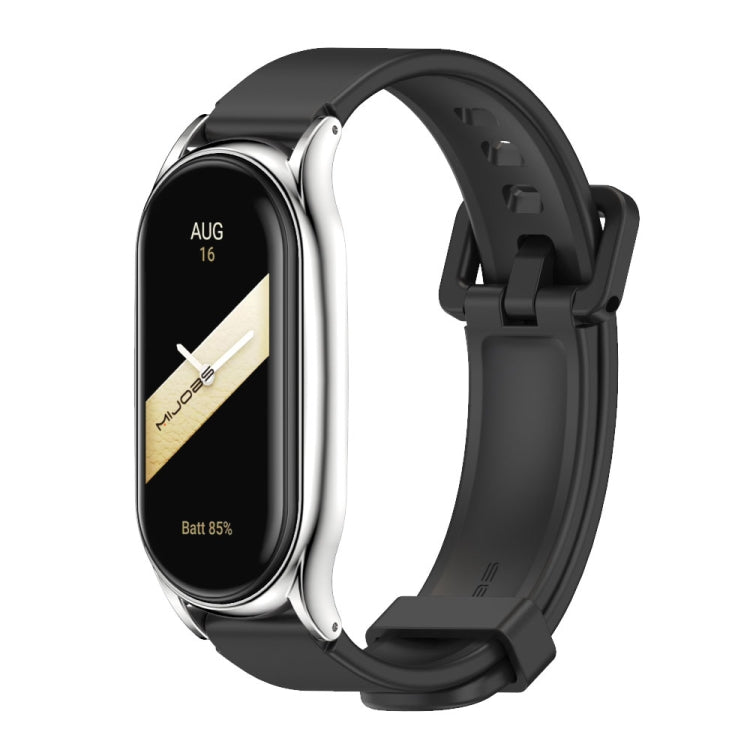 For Xiaomi Mi Band 8 Mijobs Plus Case Silicone Watch Band(Black Silver) - free shipping - PMC TechLife - Order now!